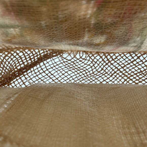 Handbag Tote Weaved Jute Floral Vase Design Wooden Handles Summer Beach Vacation - Picture 5 of 7